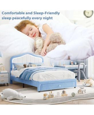 Easy Assembly Full Size LED Upholstered Bed Frame Space Saving, for Living Room, Guest Room