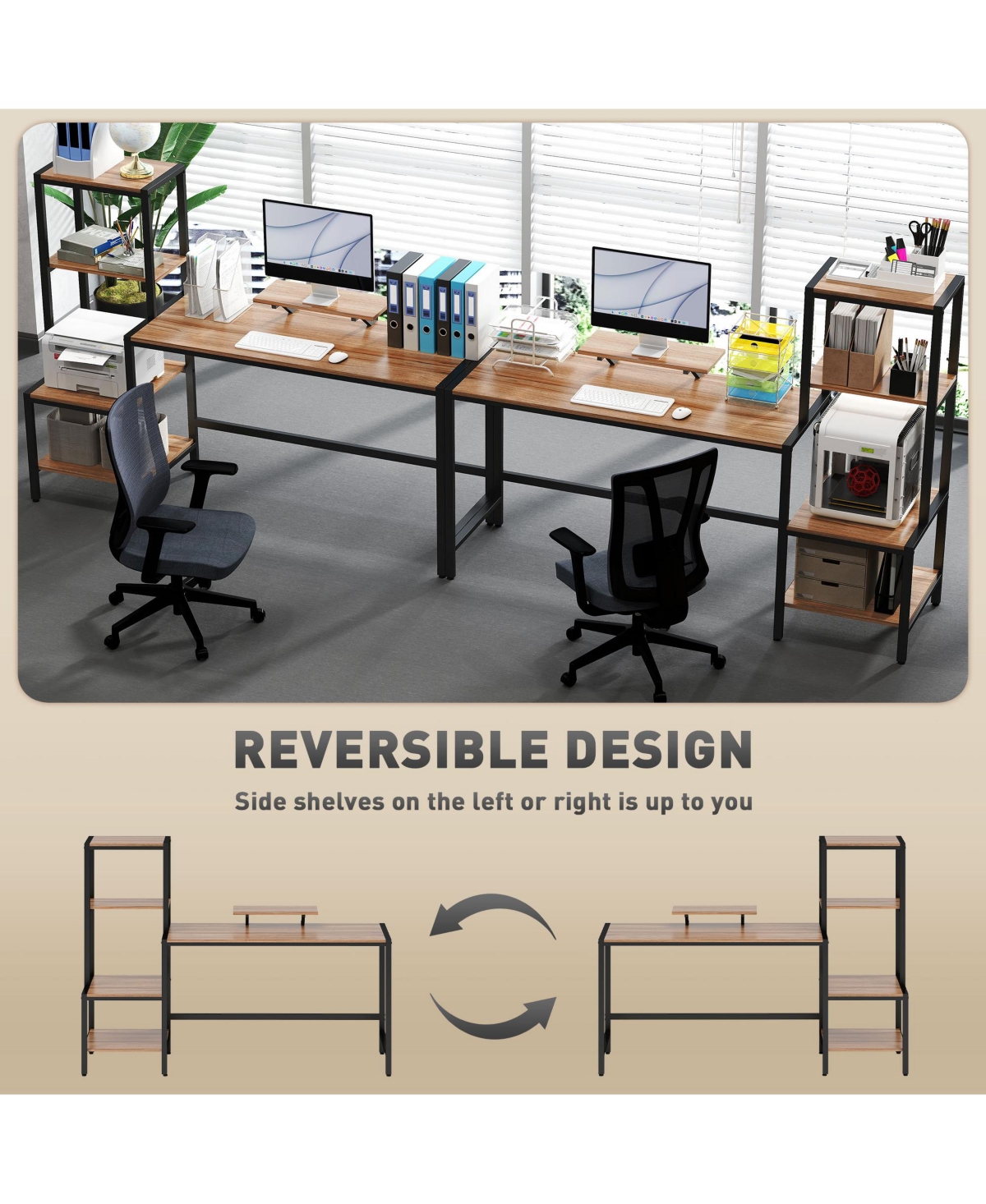 Homcom Computer Desk with Monitor Sd 4-Tier Shelf Home Office Desk