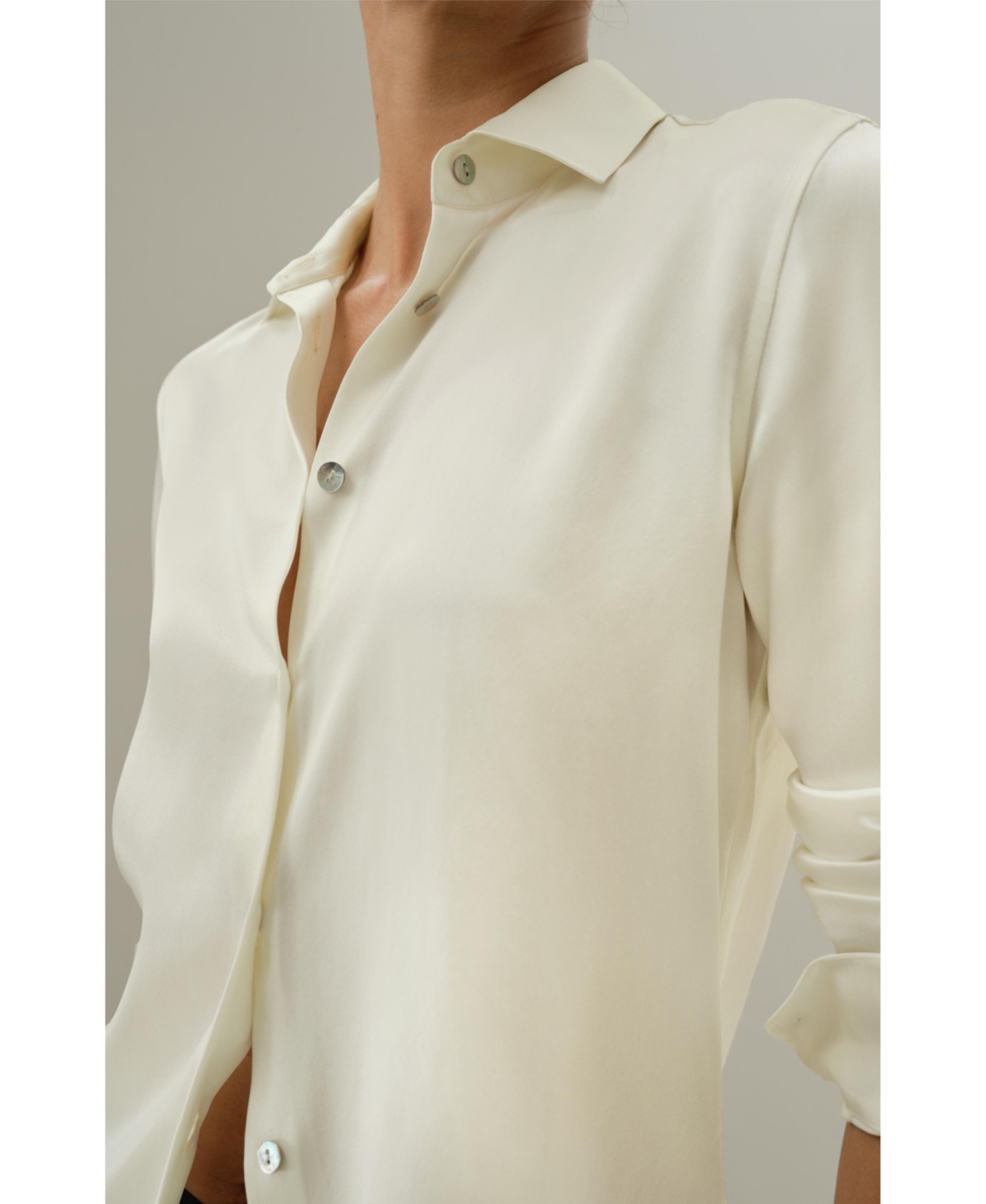 Spread Collar Silk Shirt for Women