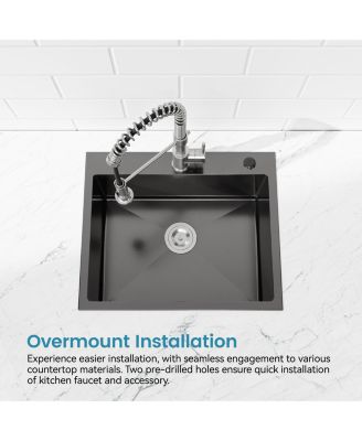 23x19inch Black Stainless Steel Kitchen Sink Undermount Single Bowl Handmade