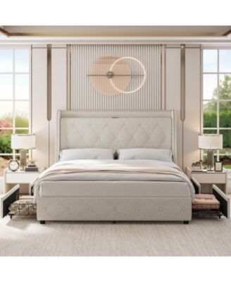 Full Bed Frame With 4 Storage Drawers