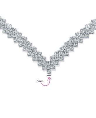 Art Deco Style Cubic Zirconia Statement CZ Collar Statement V Decollete Necklace