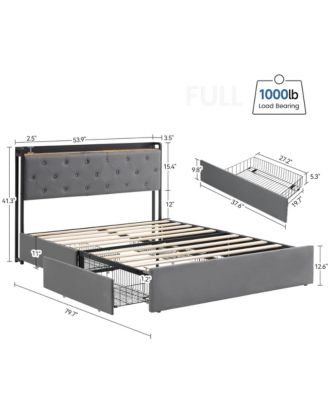 Easy Assembly Full Size Upholstered Platform Bed Frame Space Saving, for Living Room, Guest Room