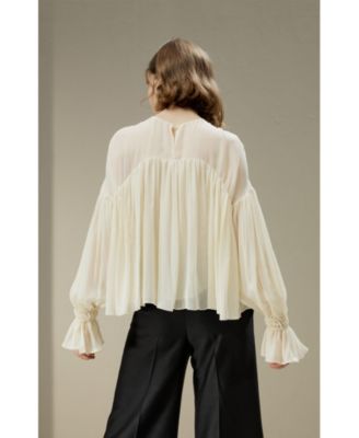 Women's Sheer-Shoulder Ruffle