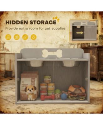 23.6 in. Wide Dog Bowls with 2 Stainless Steel Bowl in Grey