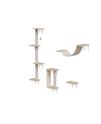 Wall-mounted Cat Tree in Natural Wood