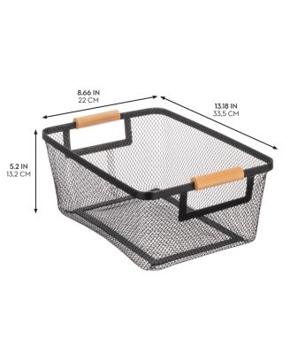 Metal Wire Pantry Basket with Wood Handles - Set of 2