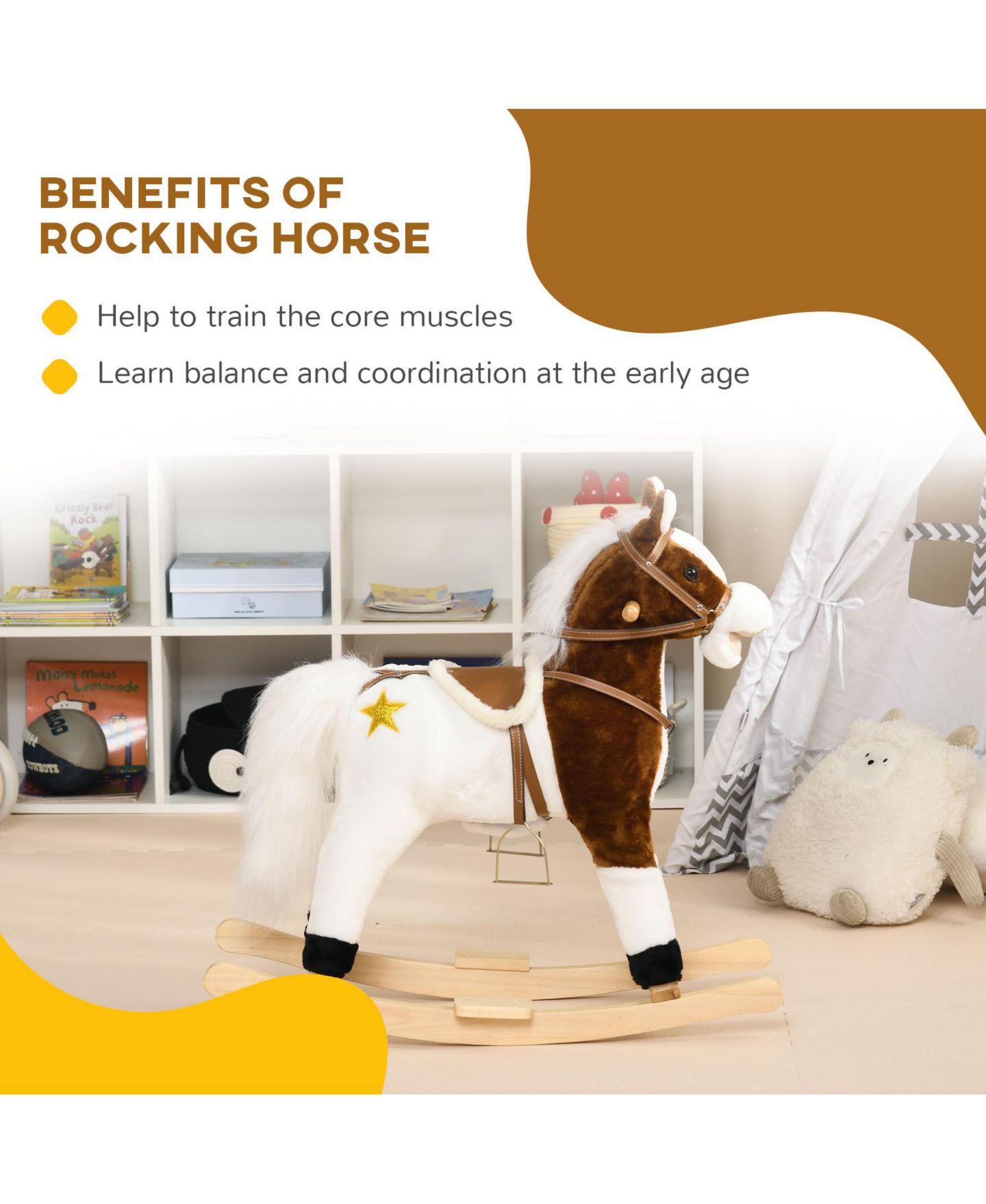 Детская игрушка Qaba Rocking Horse Ride-On with Sounds, 77 lb. Capacity, Ages 3-8 — фото 5