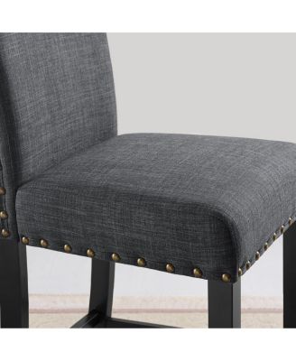 Set of 2 Counter Height Stools with Nailhead Trim, 26'' Seat Height