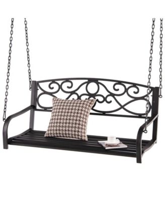 Outdoor 2-Person Metal Porch Swing Chair with Chains
