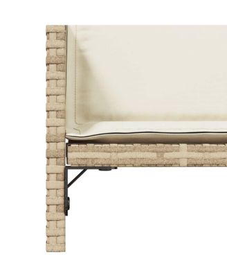 Patio Chairs with Cushions 4 pcs Beige Poly Rattan