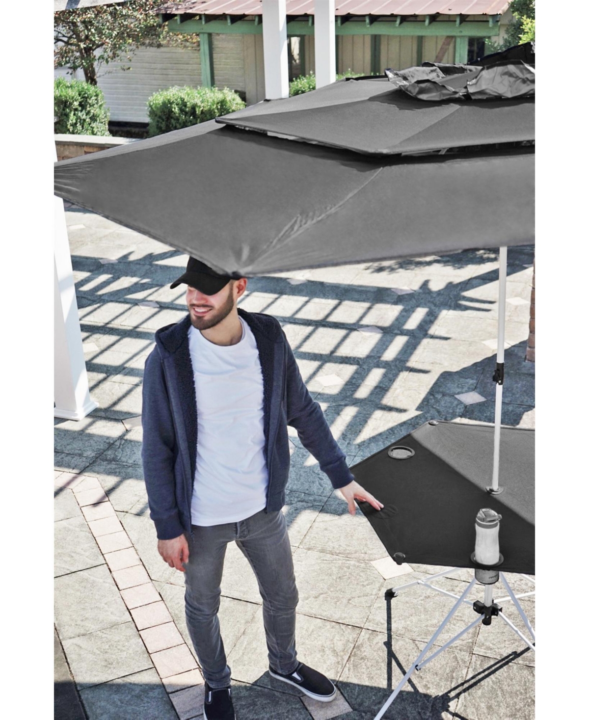 Zenithen Outdoor Folding Transportable Canopy Table With Cup Holders