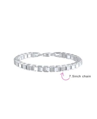 Solid Heavy Venetian Box Link Chain Bracelet .925 Sterling Silver Made In Italy 7.5 Inch