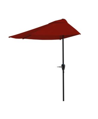 9' Half Round Patio Umbrella, Red