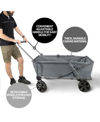 Jumbo Folding Portable Wagon with Terrain Wheels, Grey