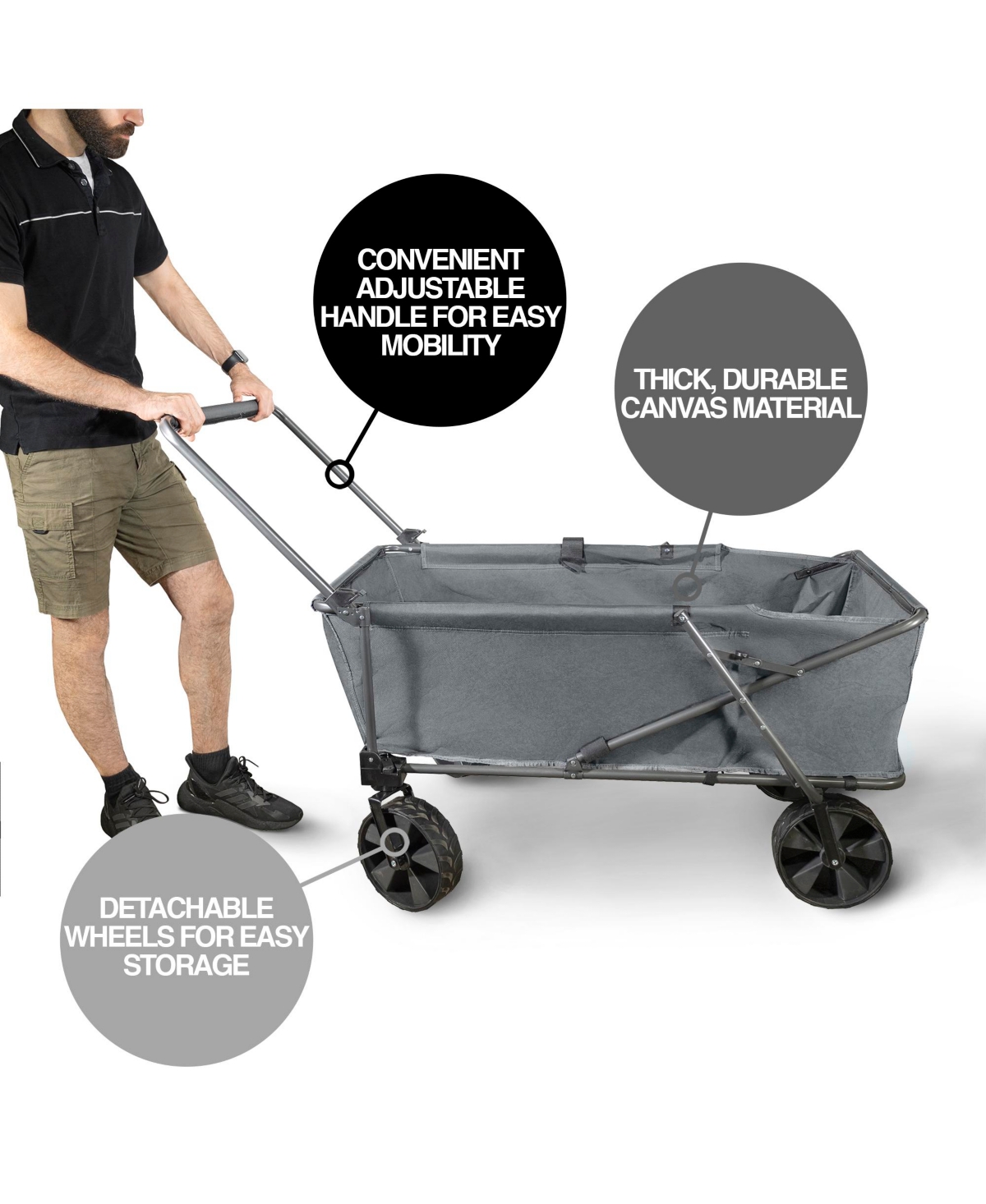 Zenithen Jumbo Folding Portable Wagon with Terrain Wheels, Grey