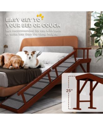 Dog Ramp with Removable Guardrails, Non-Slip Surface in Brown