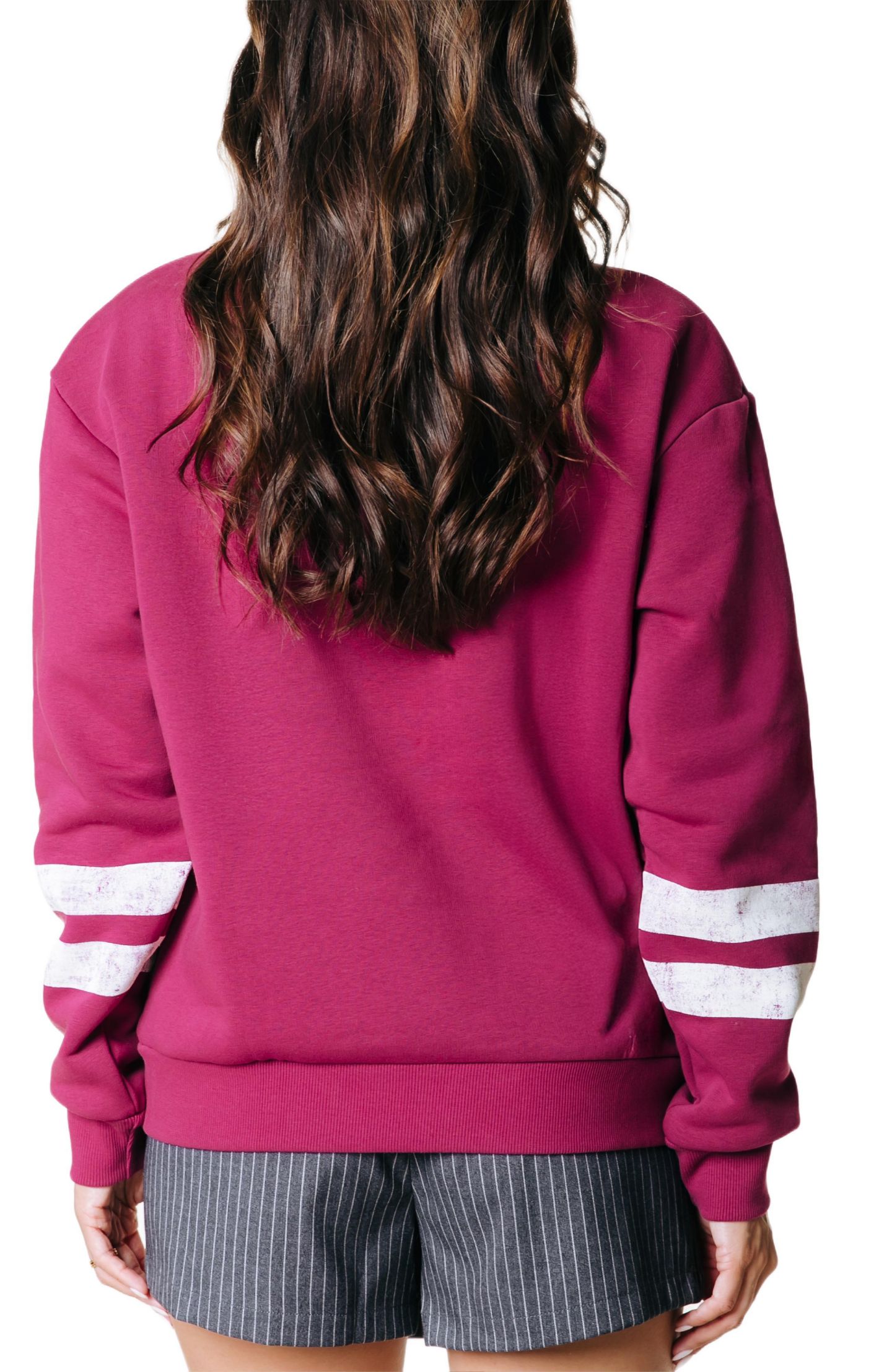 Colourful Rebel Women's Varsity Logo Relaxed Zip Sweat, цвет: Бордо — фото 3