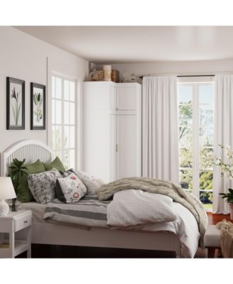 White Wood 6-Door Corner Wardrobe Armoires with Storage Shelves