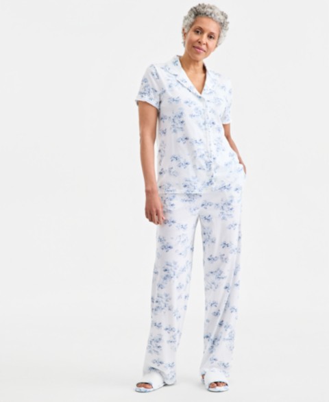 Женские Charter Club Women's Cotton Printed Short-Sleeve Pajama Set