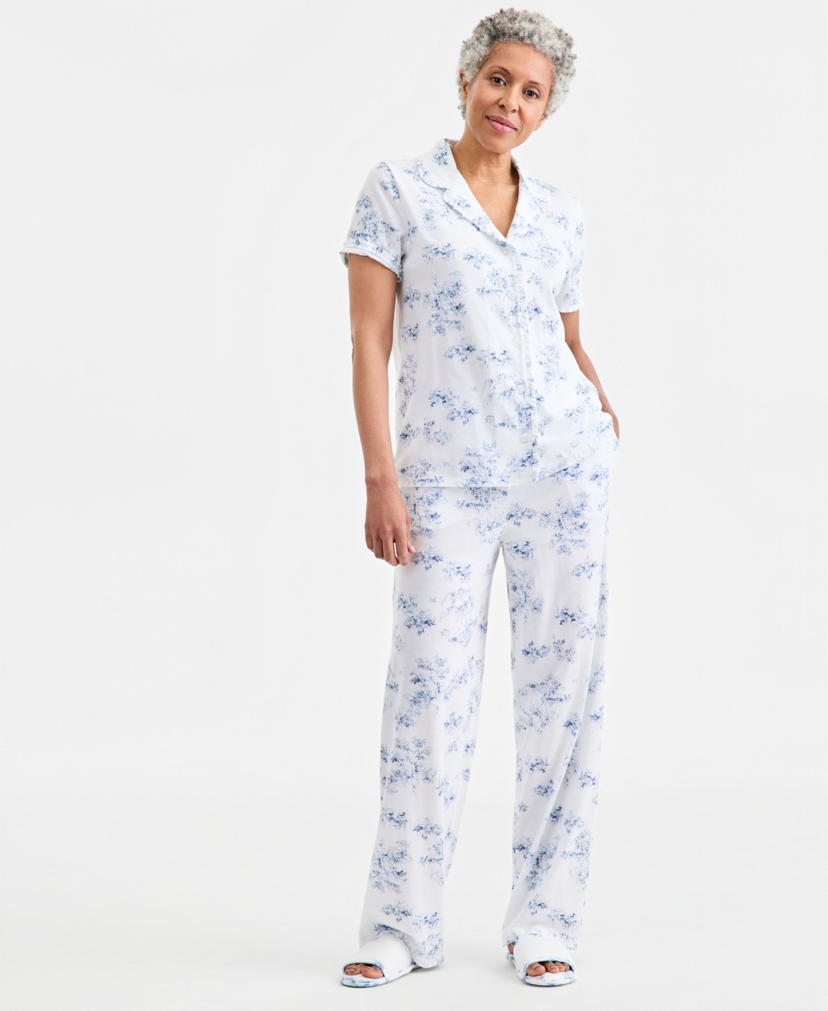 Женские Charter Club Women's Cotton Printed Short-Sleeve Pajama Set — фото 1
