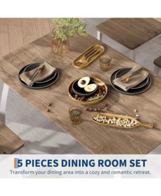 5-Piece Dining Table Set for 4, Modern Kitchen Table and 4 Chairs, Space-Saving Metal Frame, for Small Apartment, Dining Room