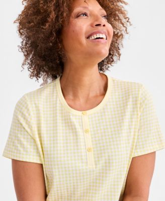 Women's Cotton Essential Short-Sleeve Henley Sleepshirt