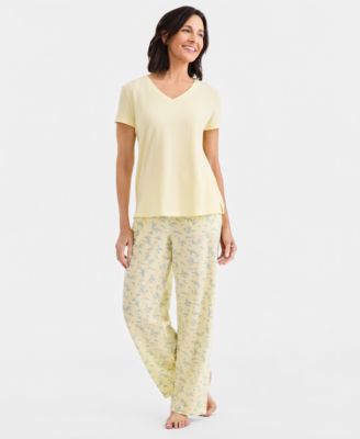 Women's Solid V-Neck Short-Sleeve Sleepwear Top