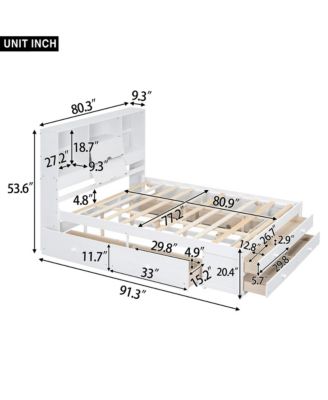 King Size Platform Bed with Storage Headboard and 8 Drawers