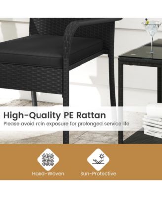 3PCS Patio Set with Cushions and Glass Table for Outdoor Use