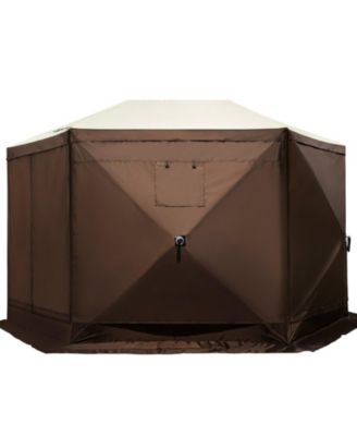 12 x 12 ft 6-Sided Pop-Up Gazebo Screen Tent, Mesh Windows, Carry Bag, Ground Stakes, Large Shade Canopy for Outdoor Use