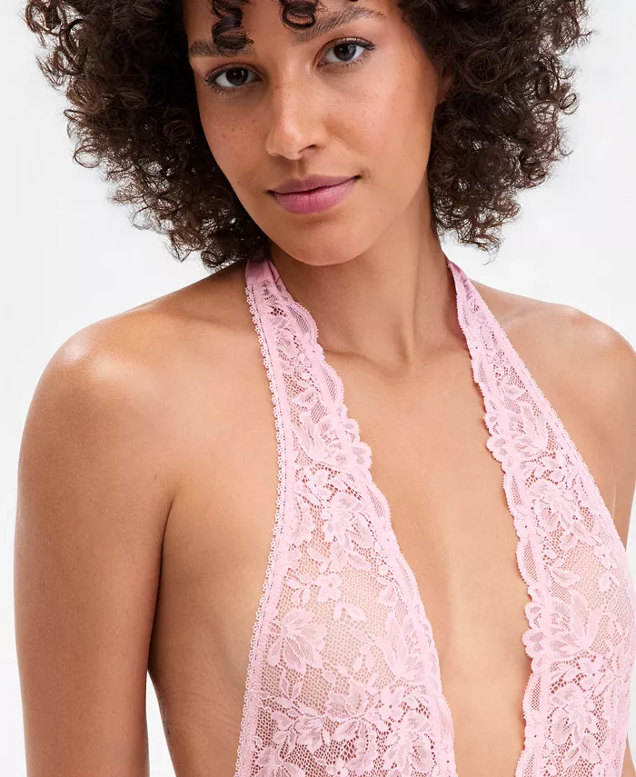 Women's Lace Halter Plunge-Neck Bodysuit - thumbnail 5