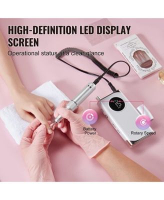 40,000RPM Cordless Nail Drill, LCD Display, 6 Bits & 50 Sanding Bands.