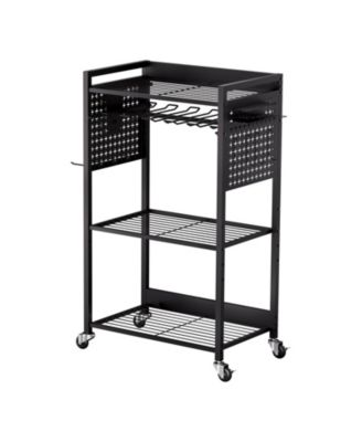 4-Tier Tool Cart, 150 lb Capacity, Rolling Drill Holder & Storage Rack on Wheels.