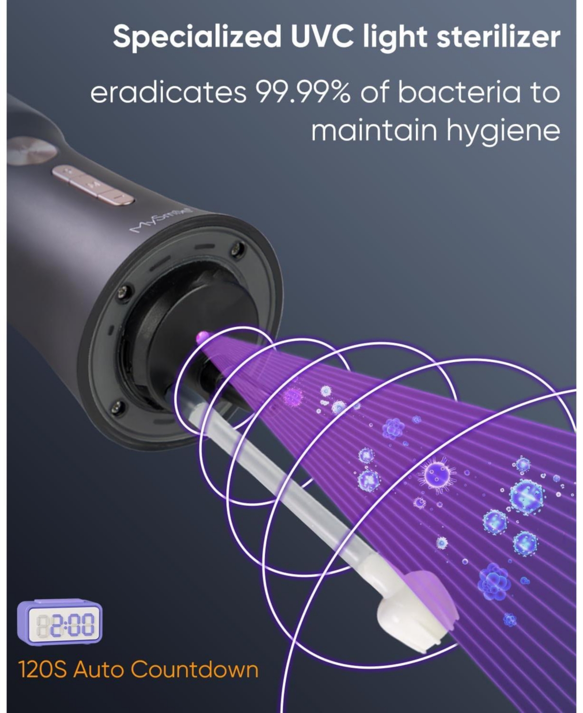 MySmile LP221 Cordless Uvc Sterilizable Water Flosser with 30 Concentrate Mouthwash Pods Bundle