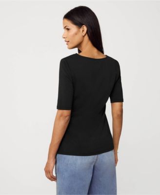 Women's Petite Lightweight Jersey Tie Front Top