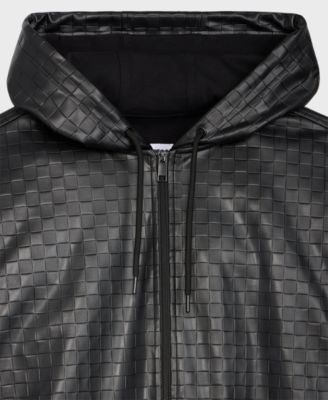 Men's Pleather Full-Zip Hoodie