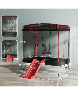 4 x 6FT Trampoline for Kids Indoor & Outdoor with Slide,