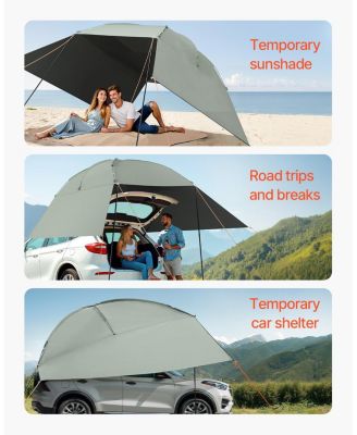 Vehicle Awning, 10' x 7' Shade Coverage Car Side Awning, PU2000mm UV50+ with Extended Side Canopies and Portable Storage Bag