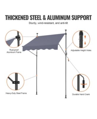 59 x 47" Retractable Patio Awning, Manual Crank Sunshade Canopy, Adjustable Height 86-122 in, for Patio Balcony Yard, Dark Gray