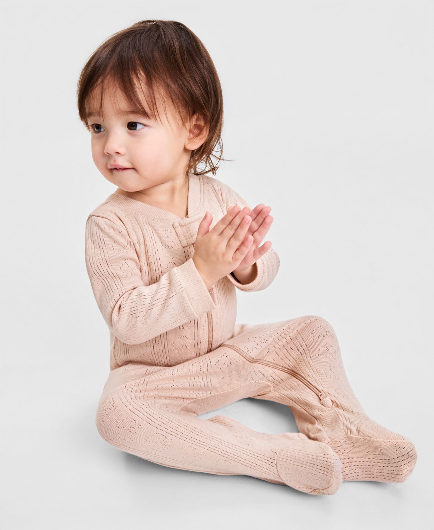 Комбинезон First Impressions Pointelle Cotton 2-Way Zip Coveralls для мальчиков-малышей, цвет: Какао сливочный — фото 2