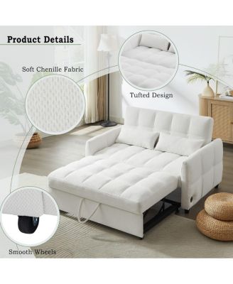 52.8'' USB Convertible Sleeper Sofa Bed with Adjustable Backrest