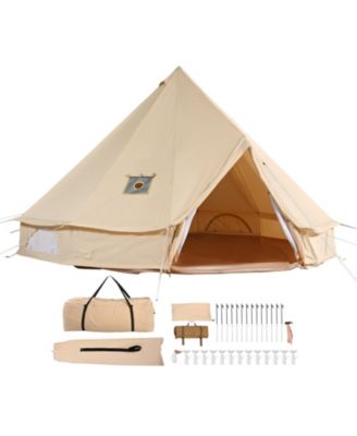 4-Season Canvas Bell Tent, 6m/19.68ft Yurt Tent with Stove Jack, Breathable, Holds Up to 10 People