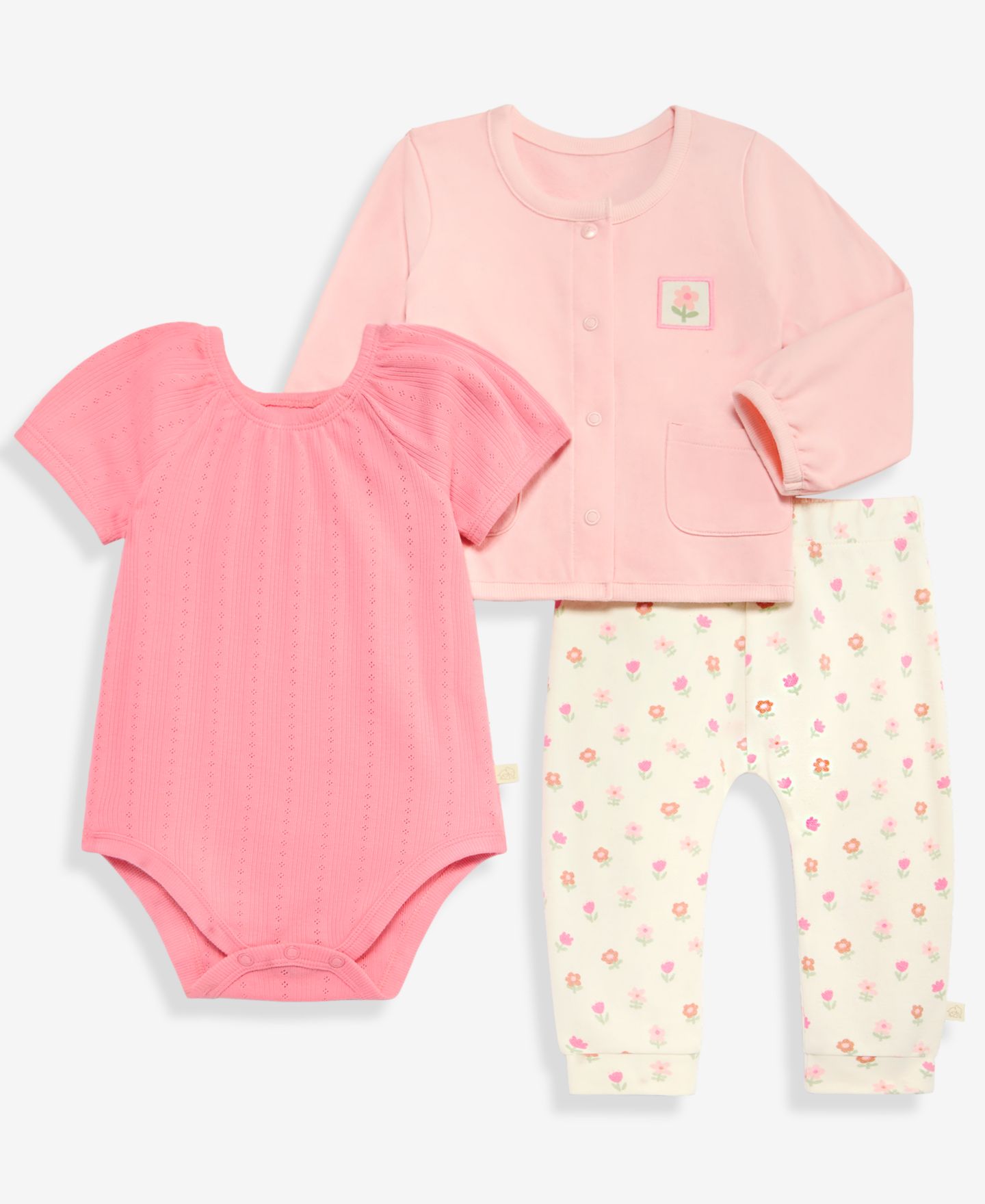 Комплекты First Impressions Cardigan, Bodysuit and Pants, 3-Piece Set для девочек-малышей, цвет: Розовый — фото 2