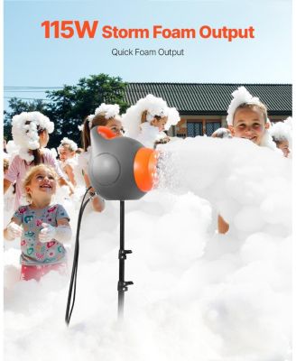 115W Party Foam Machine, Portable Foam Cannon with Tripod Stand, Powerful Foam Maker for Backyard, Pool & Outdoor Events, Grey/Orange