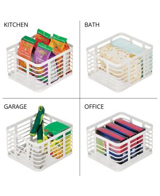 Metal Pantry Basket with Handles - Set of 4 - Matte White