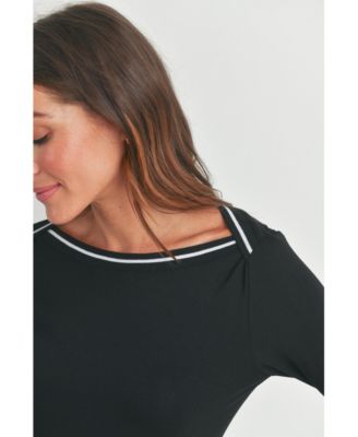 Maternity Fitted Boat Neck Long Sleeve Top