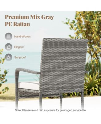 Outdoor 3-Piece Furniture Set with Cushions and Glass Table