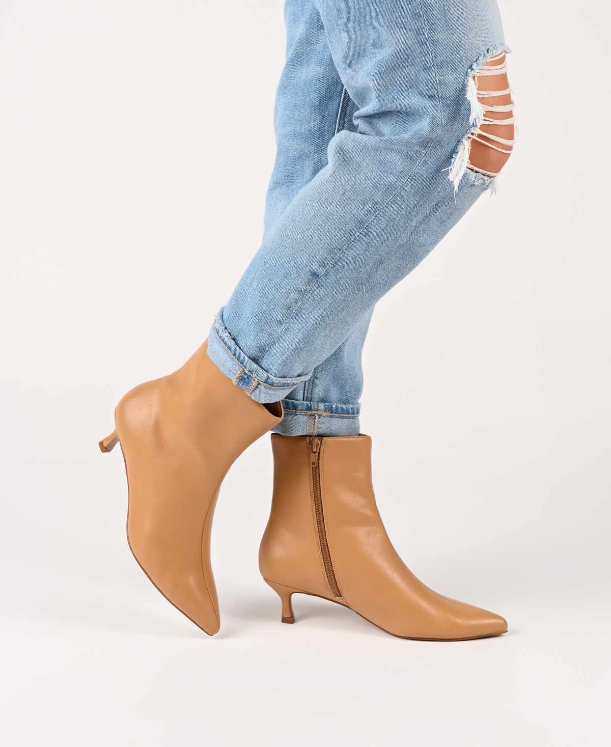 Journee Collection Women's Arely Kitten Heel Pointed Toe Dress Booties