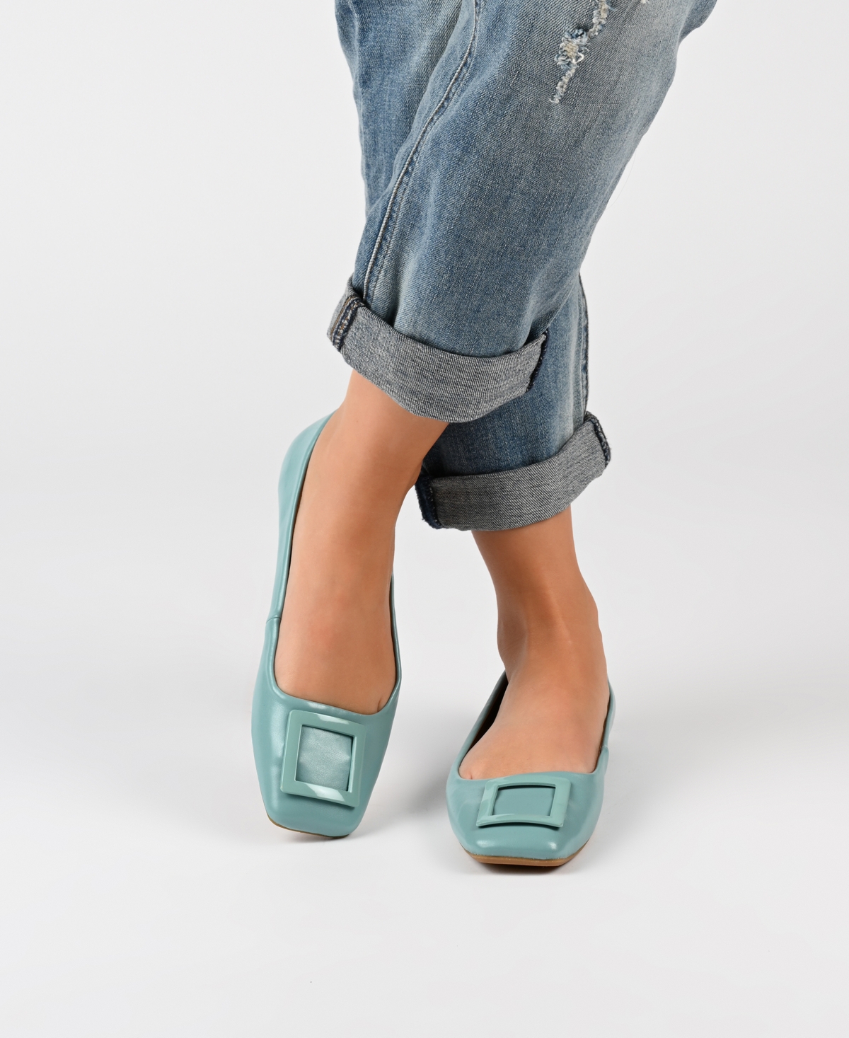 Journee Collection Women's Zimia Buckle Square Toe Ballet Flats